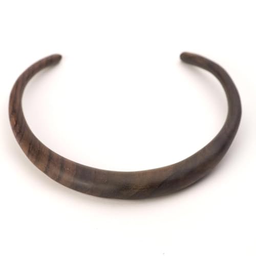 81stgeneration Collier Ras du Cou en Bois Naturel | Colliers Torque Marron Faits Main | Collier Épais en Bois pour Femme | Bijoux Boho Gothiques | Collier Tribal | Accessoires de Sorcière