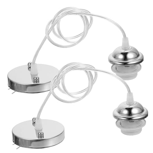 SEWOART Douille à Vis E27 Métallique Chromée 1 Mètre Câble 2 Pièces Support De Lampe Suspendue Industriel Pour Éclairage Intérieur Diy Salle à Manger Salon