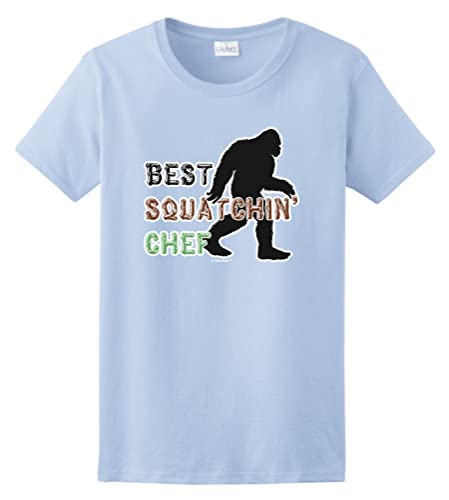 Chef Gifts for Women Best Squatchin Chef Ladies Short Sleeve T-Shirt Small Light Blue