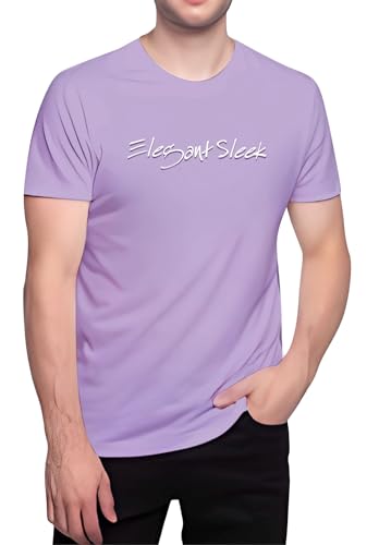 Image of Elegant Sleek Round Neck Typography Solid Colour Men's T-Shirt (Pure Cotton)