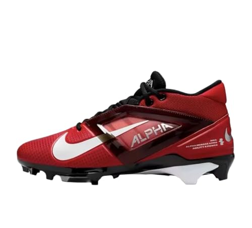 Nike Alpha Menace 4 Pro Football Cleats (FD7037-600, University Red/Metallic Silver/Team Red) Size 16