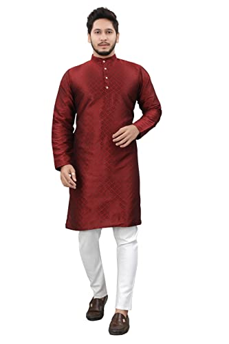 Image of More & More Men's Jacquard Cottan Blend Kurta