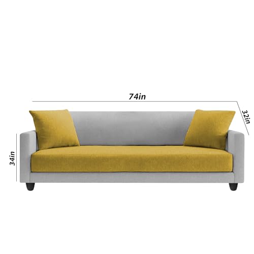 Image of Casaliving Dominic 3 Seater Sofa Set for Living Room (Yellow Grey Fabric) Premium Fabric Sofa