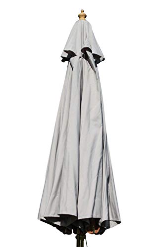 Large Hardwood Garden Parasol Umbrella - 3.5M Wide - (Light Grey)