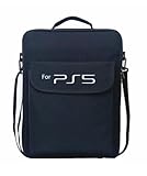 Mochila para consola PS5 Bolsa de almacenamiento PS5 de gran capacidad Estuche de transporte Compatible con monitor, auriculares, juegos, cargador y accesorios, Negro, regular