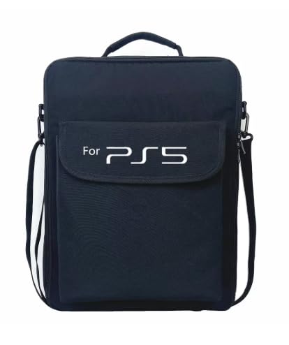 Mochila para consola PS5 Bolsa de almacenamiento PS5 de gran capacidad Estuche de transporte Compatible con monitor, auriculares, juegos, cargador y accesorios, Negro, regular