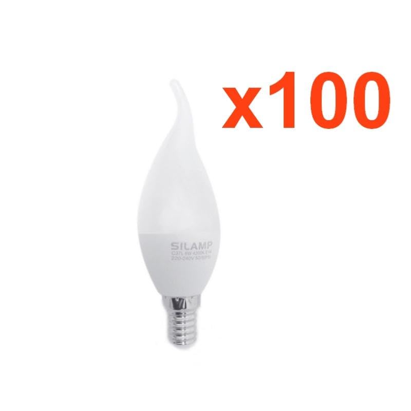 SILAMP Ampoule LED E14 Flamme 8W 220V Ø38mm (Pack de 100) - Blanc Chaud 2300K - 3500K