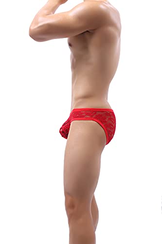 Eywlwaar Mens Sexy Bikini Briefs Underwear Sexy Low Rise Lace Panties #TOP6