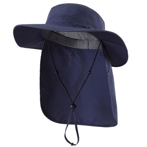 Magracy Unisex UPF 50+ Wide Brim Sun Hat with Neck Flap Breathable Safari Hat for Outdoor Fishing Hiking