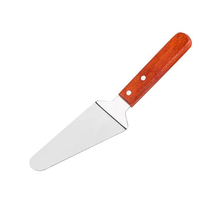 10 espátulas triangulares para tartas para tartas de pizza, mango de madera, mango de madera, acero inoxidable, 10 unidades 4