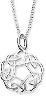Ortak 925 Sterling Silver Handmade Necklaces Lightweight Celtic Knots Artwork Pendant Necklace Round Design Scottish Fine Jewellery of Scotland for Women
