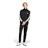 adidas Fato de treino masculino esportivo básico com 3 listras, Preto, XG