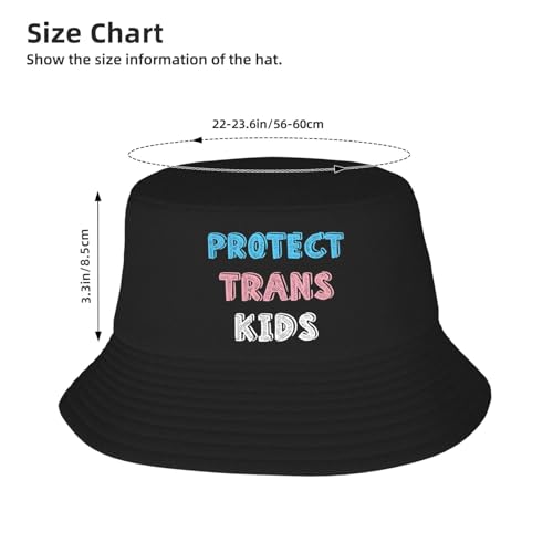 Protect Trans Kids Bucket Hat Sun Beach Fishing Cap Packable Hats for Women Travel Caps for Protection-Q1 Black3