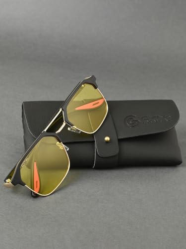 Image of GYNK Square Frame Sunglasses for Men | Premium Metal Frame Sunglasses | Fashion Eyewear for Driving, Travel, Riding, Outdoor Activities, Beach & Daily Wear