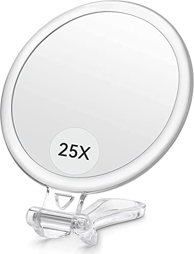 B Beauty Planet 25X Vergrößerungsspiegel Set, 25X/1X Doppelseitiger Handspiegel mit Vergrößerung & 10X Vergrößerungsspiegel Saugnapf(Handgriff B) Cover