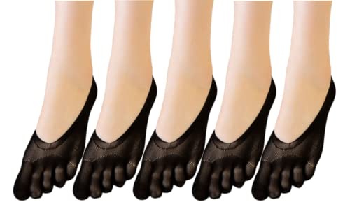 Bouya 5 Pairs Women's Lightweight No-Show Toe Socks Low Cut Five Fingers Ankle Liner Socks Breathable Split Toe Yoga Socks (Cool Black) #TOP9
