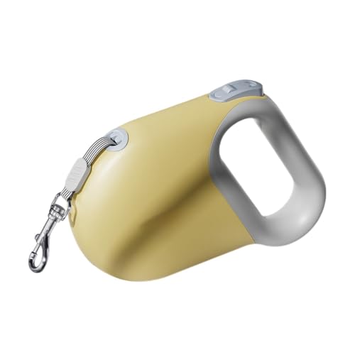 Vilom 用自動伸縮 小型犬 中型犬 猫用 お散歩牽引ロープ 犬猫兼用 犬用猫用 安全ロック 軽量 使いやすい 遠隔コントロール 長さ調節可能 外出用 散歩用品 (イエロー,5m)