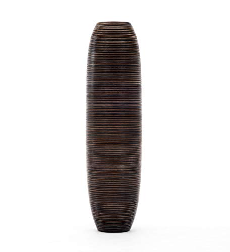 Image of LEEWADEE Large Floor Vase - Handmade Flower Holder Made of Wood, Sophisticated Vessel for Decorative Branches and Dried Flowers, 43 inches, Brown