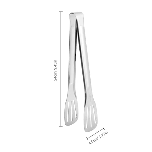 Pinze da Cucina in Acciaio Inox, 3 Pezzi Pinze de Barbecue Pinze per Servire, Cucinare, Grigliare, Buffet, Insalate, Pasticceria, 24 cm Pinze da Chef in Metallo (Argento) - immagine 6