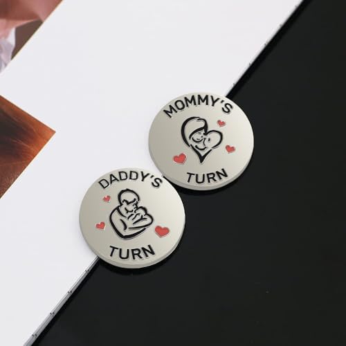 Image of New Dad Mom Gifts Funny Decision Making Coin, New Parent Mummy Daddy Pregnancy Women First Time to be Moms Dads Gifts Double Sided