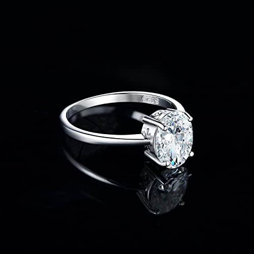 JewelryPalace Oval Cut 9 * 7mm 2ct Cubic Zirconia Solitaire Engagement Rings for Women, 14K White Gold 925 Sterling Silver Promise Ring for Her, Simulated Diamond Anniversary Wedding Ring VVS D-F 4 - Image 2