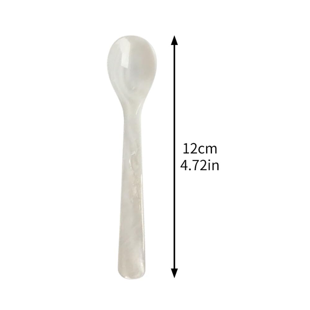 Caviar Spoons - Shell Spoon Mother of Pearl Caviar Spoons with Round Handle for Caviar, Egg, Ice Cream, Coffee, Restaurant Serving, 2PCS, White