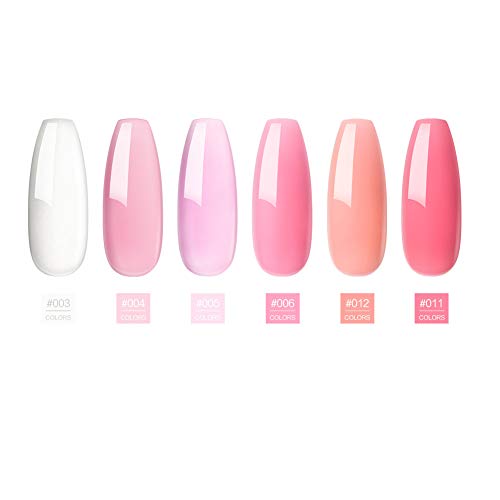 Shelloloh 6st poly Extension gel nail kit, Acrylic Nails Set 6pcs met 36W UV/LED Nagel Lamp Gel Nagels Starter handgel - Afbeelding 3