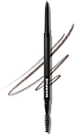Morphe Micro Dual Eyebrow Pencil - Dual-Ended Brow Pencil Featuring a Retractable, Ultra-Precise, Pointed Tip - Richly Pigmented, Smooth-Gliding, Long-Lasting Wax Formula - Chocolate Mousse (0.003 oz)