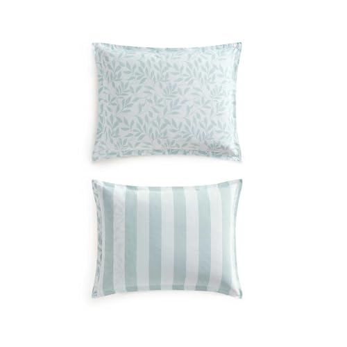 Image of Martha Stewart - Queen Comforter Set, 100% Naturally Soft & Breathable Cotton Bedding, Lightweight for Year Round Comfort, 3 Piece Bed Set with Matching Pillowcases (Copper Vines Blue)