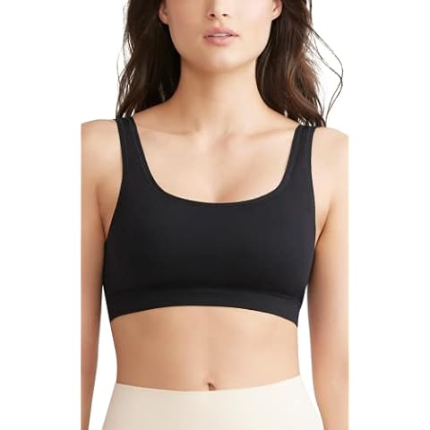 Essentials by Tummy Tank Women's Standard Nylon Seamless Bra w/Removable Pads, Black, 1X/2X Cover