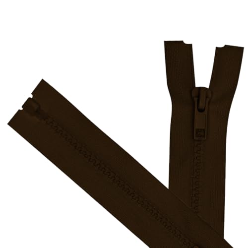 Image of ANPURZII 2PCS #5 20 Inch Brown Separating Jacket Zippers for Sewing Coats, Molded Plastic Bulk Zippers(Brown 20 inch 2PCS)