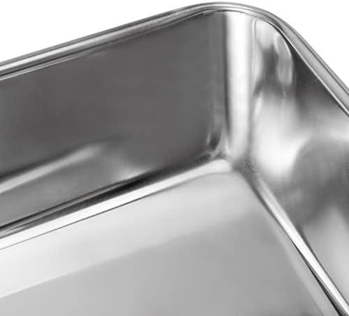 MUKCHAP 4 Pack 25 x 20 x 5cm Stainless Steel Baking Trays, 10 x 8 x 2 Inch Rectangle Cookie Baking Sheet Tray, Baking Pans and Tray for Cake, Brownie, Cooking, Bake, Kitchen