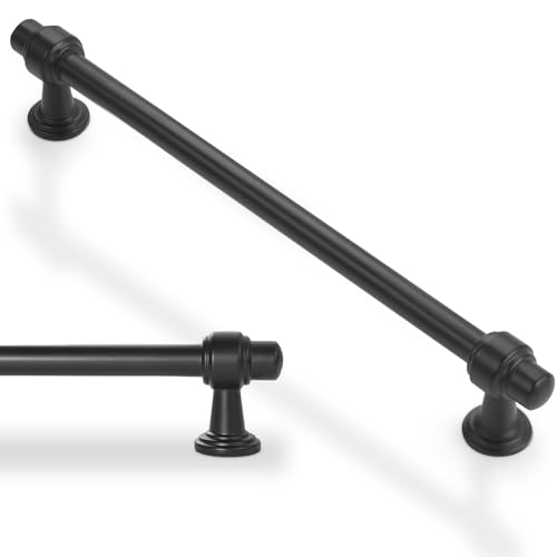 BUKOBYHE 10 Pack 7-1/2 Inch(192mm) Kitchen Cabinet Handles Matte Black Cabinet Pulls Zinc Alloy Drawer Pulls Solid Kitchen Hardware