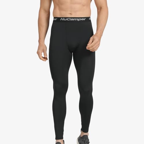 NuCamper Men's Running Leggings,Compression Trousers Base Layer Sports Tights Leggings,Quick Dry Athletic Workout Fitness Basketball Gym Thermal Tight Pants - Image 3