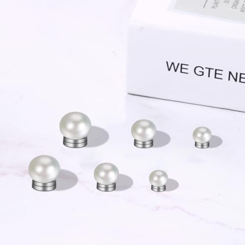 Clip On Magnetic Pearl Earrings: Non-Pierced Stainless Steel Black Fake Cheater Ear Studs for Men Women2