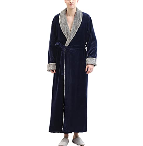 Peignoir de bain long en flanelle bleu marine taille M pour homme et femme