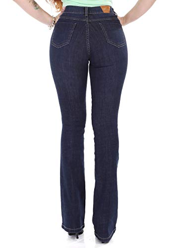 Calça Boot Cut Cintura Alta, Feminino, Sawary Jeans, Indigo, 40