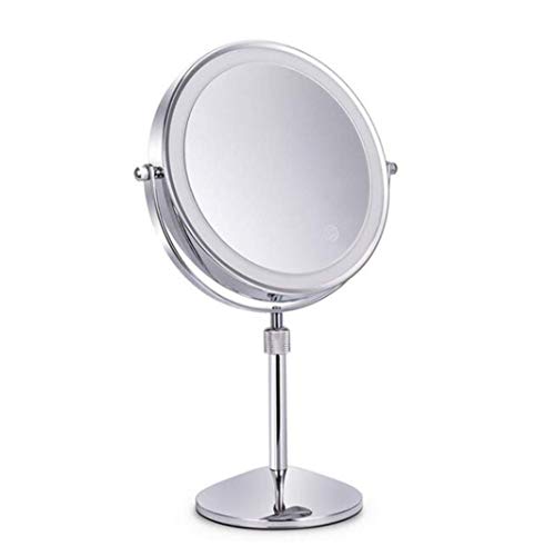 Miroir rotatif 360 degrés blanc double face 8 pouces avec éclairage intégré