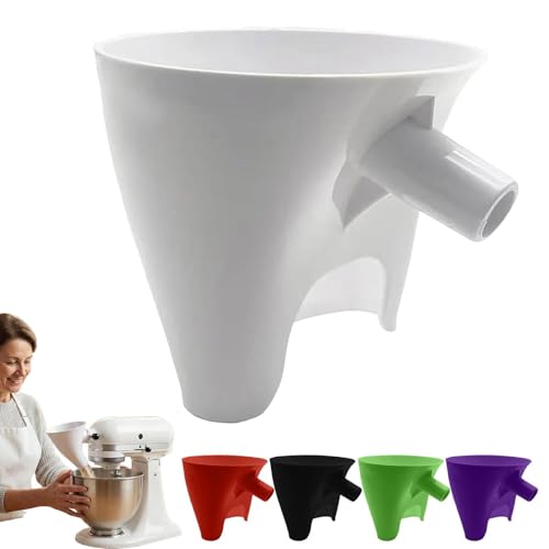 Generic - Flour Funnel for Kitchen Aid Mixer, Stand Mixer Attachment, Mess Free Guided Pouring, No-Mess Anti-Spill Design Easy Clean Durable Accessory for Baking Cooking Prep for Flour Sugar Egg Liquid (White)