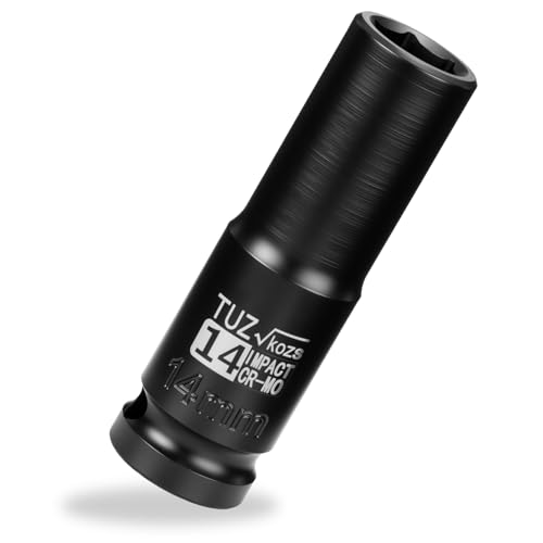 Image of 1 /2 Inch Drive 14mm Deep Metric Impact Socket,CR-MO,6 Point Radius Corner Design,Square Chamfered Opening,Axle Nut Impact Grade Socket for Easy Removal