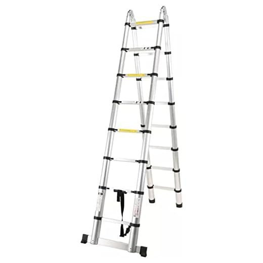 Escada Telescópica, 5M, Escada de Alumínio Dobrável, Antiderrapante, Extensível, Multiuso, Carga Máxima de 150 kg, Escadas de Uso Múltiplo, Escada 2,5M, Escada Portátil