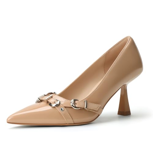 Image of IDIFU Kitten Heels Pumps Closed Pointed Toe Dress Shoes for Women