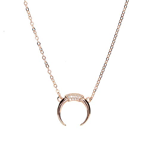 Collier fin en argent 925 doré rose avec son croissant de lune raffiné