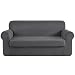 CHUN YI 2-Piece Jacquard Stretch Sofa Slipcover, Furniture Protector Cover for Sofa and Couch Polyester and Spandex 3 Seater Cushion Settee Cover Coat (Sofa, Light Gray)