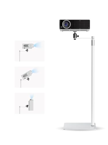 suptek Support au Sol pour vidéoprojecteur Discret derrière canapé, Rotatif 360°, Hauteur réglable, Support de Projecteur Universel pour Bureau et vlog,...