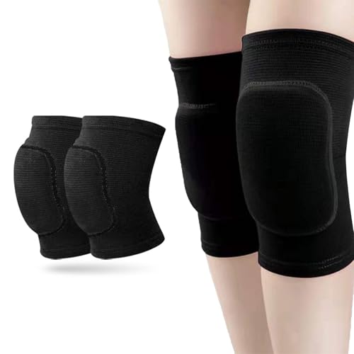 YJSDDNTY Ginocchiere per pallavolo, calcio, pallacanestro e adulti, 1 paio/una confezione, nere per pallavolo, protezione morbida in spugna