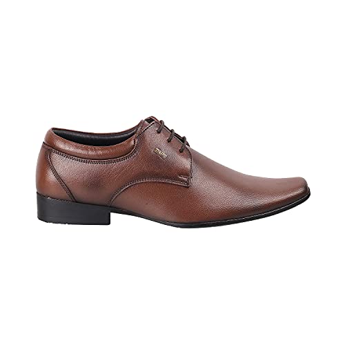 Image of Metro Men's Leather Texture Panel Stylish Lace-up Formal Shoes