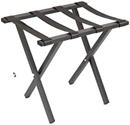 Mabel Home Metal Foldable Luggage Rack, Suitcase Stand with Nylon Straps, 5 Models & 3 Colour, For Hotel, Bedroom, Guest Room, Closet (400 Black)