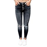 jeans, cintura alta, corte ajustado, agujero, elástico, pantalones vaqueros casuales. La cintura alta y el corte estrecho de las nalgas resaltan las líneas de tu figura. Combina fácilmente con pantalones vaqueros con tops, camisetas de tirantes, camisetas, blusas, suéteres o suéteres sueltos. Combínalo con zapatos deportivos y planos. Nunca te pases de moda. Estos pantalones vaqueros de inspiración vintage te mantienen cómodo y a la moda y son perfectos para el día a día, fiestas y vacaciones.