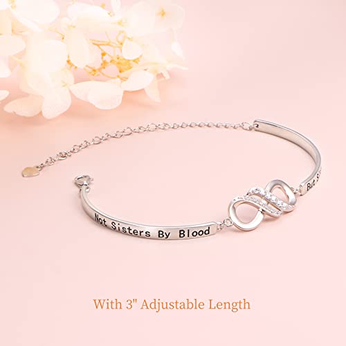 925 Sterling Silver Infinity Bangle Bracelet With Inspirational Message, Adjustable Sisters Bracelets Friendship Jewelry for Women Girls Love Gifts for Mother Daughter Wife4